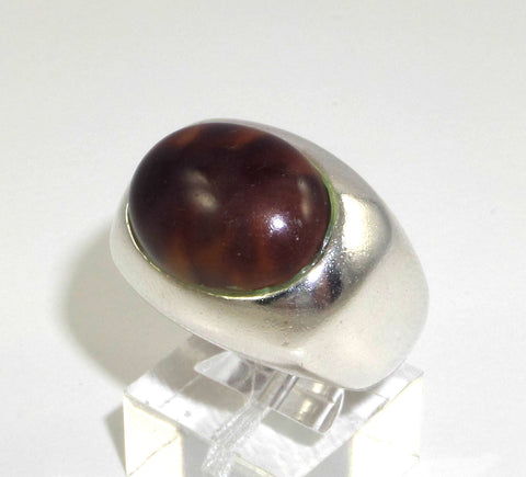 Vintage 925 Sterling Silver Faux Tortoise Ring Size 6 (15.1G)