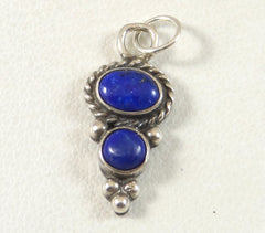 Vintage 925 Sterling Silver Blue Lapis Drop Pendant (1.7G)