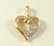 Gold Over 925 Sterling Silver Wave Heart Faceted Cz Pendant (0.9G)