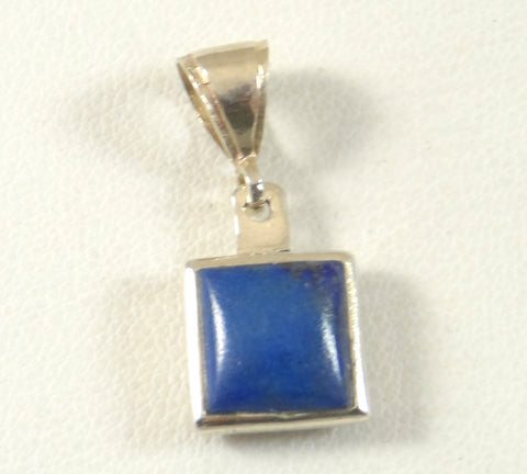 Vintage 925 Sterling Silver Reversible Blue Lapis Square Pendant (3.9G)