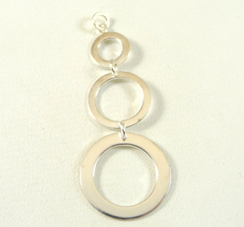 Vintage 925 Sterling Silver Three Shiny Circle Dangle Pendant (2.4G)