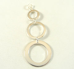 Vintage 925 Sterling Silver Three Shiny Circle Dangle Pendant (2.4G)