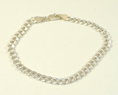 925 Sterling Silver Double Chain Link Design 8.15" Bracelet (6.1G)