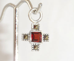 Alwaysbelisting: Vintage 925 Sterling Silver Red Stone Cross Pendant