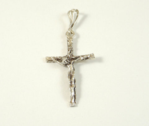 Vintage 925 Sterling Silver Shiny Faceted Crucifix Cross Design Pendant(2.5G)