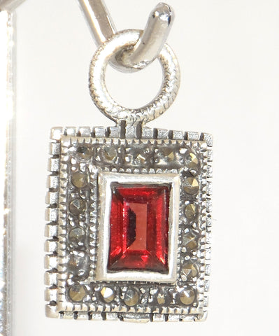 Alwaysbelisting: Vintage 925 Sterling Silver Red Stone Faceted Pendant