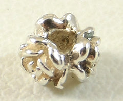 Vintage 925 Sterling Silver Rose Flower Design Bead Pendant (0.4G)