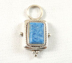 Vintage Jewelry 925 Sterling Silver Blue Sodalite Drop Pendant