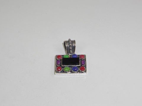 Vintage 925 Sterling Silver Multi Stone Dangle Pendant (6.2G) (6.2G)