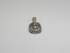 Estate 925 Sterling Silver Purple Stone Filigree Pendant 102097