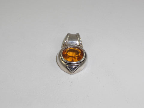 Vintage 925 Sterling Silver Orange Stone Pendant (6.0G) (6.0G)(6.0G)