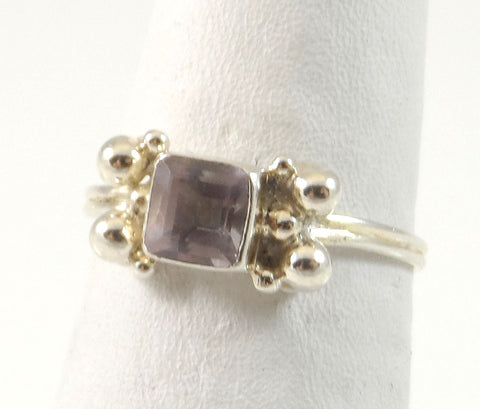 India Sterling Silver Amethyst Color Cz Ring Size 7.25 (1.7G)