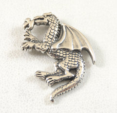 Vintage Jewelry 925 Sterling Silver Fire Breathing Dragon Design Pendant- 151209