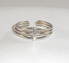 Alwaysbelisting: 925 Sterling Silver Cross Toe Ring Sz 3.25, Adjustable