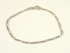 Vintage 925 Sterling Silver Pt Designer Italy Figaro Chain Bracelet