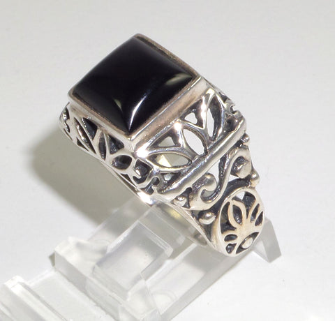 Vintage 925 Sterling Silver Black Stone Ring Size 6 (10.5G) (10.5G)