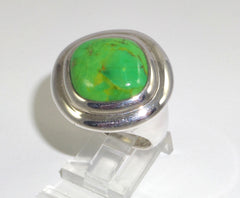 925 Sterling Silver Barse Green Stone Ring Size 7.75 (18.8G) (18.8G)