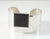 Vintage 925 Sterling Silver Shiny Square Black Onyx Design Cuff Bracelet