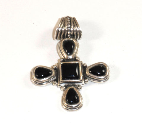 Alwaysbelisting: Vintage 925 Sterling Silver Onyx Cross Pendant