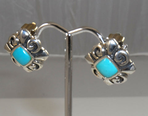 Vintage 925 Sterling Silver Barse Turquoise Earrings (9.8G) (9.8G)