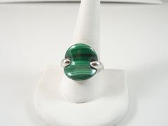 Vintage Jewelry 925 Sterling Silver Green Malachite Ring Size 10.25