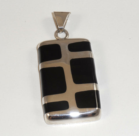 Alwaysbelisting: Mexico 925 Sterling Silver Black Onyx Dangle Pendant