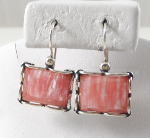 Signed A.S. 925 Sterling Silver Watermelon Quartz Earrings (8.2G)