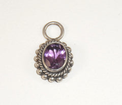 Alwaysbelisting: 925 Sterling Silver Etched Ball Purple Stone Pendant