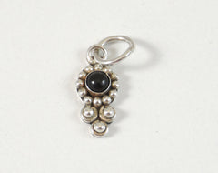 Vintage Jewelry 925 Sterling Silver Black Onyx Etched Ball Pendant