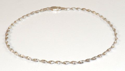 Alwaysbelisting: Vintage 925 Sterling Silver Italy Faceted Twisted Anklet-114091