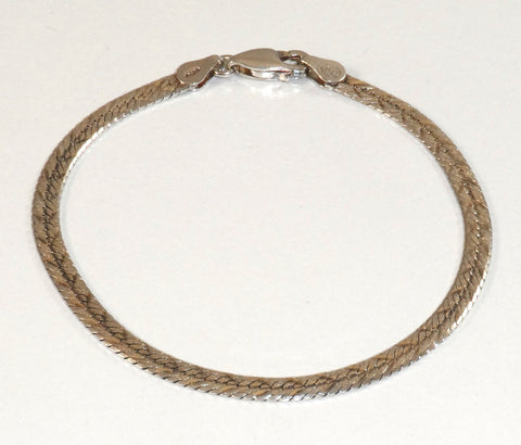 Alwaysbelisting: Vintage 925 Sterling Silver Faceted Herringbone Bracelet-114068