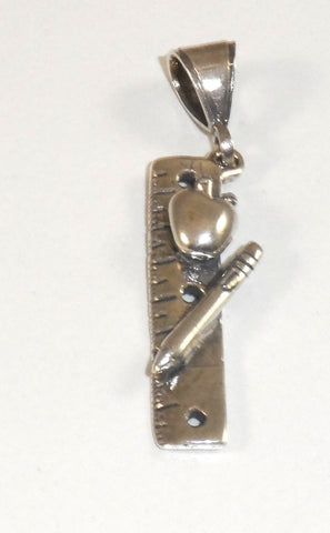 Alwaysbelisting: Vintage 925 Sterling Silver Ruler Apple Pencil Pendant