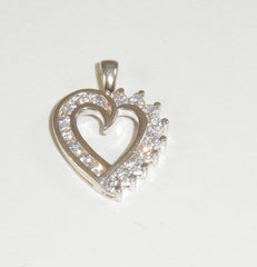 Alwaysbelisting: Vintage 925 Sterling Silver White Stones Heart Pendant