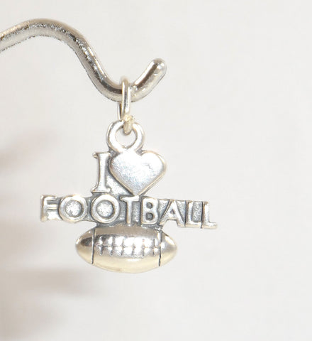 925 Sterling Silver "I Love (Heart) Football" Charm (2.8G) (2.8G)