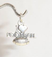 925 Sterling Silver "I Love (Heart) Football" Charm (2.8G) (2.8G)