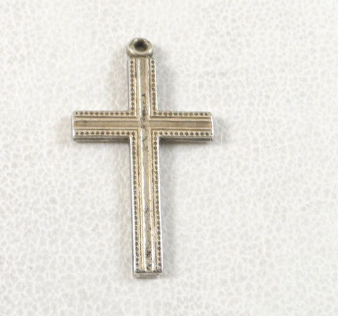 Vintage 925 Sterling Silver Etched Design Cross Pendant (0.9G)