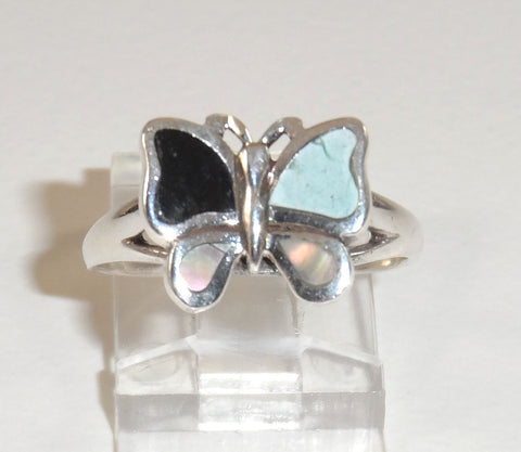 Alwaysbelisting: 925 Sterling Silver Multi-Stone Butterfly Ring Size 6