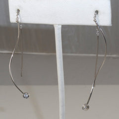 Alwaysbelisting: Vintage 925 Sterling Silver Long White Stone Earrings