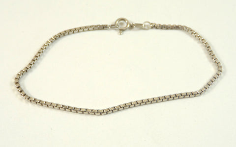 Vintage Jewelry 925 Sterling Silver Box Chain 7" Bracelet