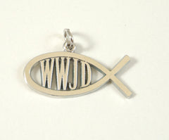 Vintage Jewelry 925 Sterling Silver Unique Wwjd Christian Fish Pendant