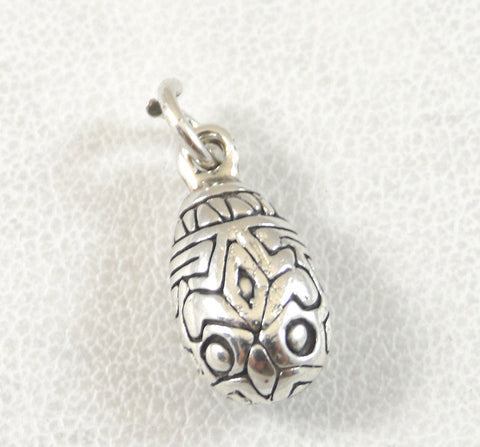 Vintage 925 Sterling Silver Etched Egg Design Charm (3.2G)(3.2G)