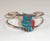 925 Sterling Silver Turquoise & Coral Owl Bracelet (22.2G) (22.2G)