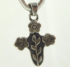 Vintage 925 Sterling Silver James Avery Floral Cross Pendant (1.4G)