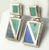 Vintage 925 Sterling Silver Turquoise & Sodalite Dangle Earrings (8.6G)