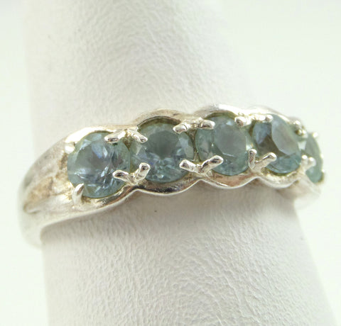 Vintage 925 Sterling Silver Aquamarine Color Cz Ring Size 7 (3.1G)