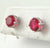 Vintage 925 Sterling Silver Garnet Color Cz Round Earrings (1.2G)