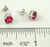 Vintage 925 Sterling Silver Garnet Color Cz Round Earrings (1.2G)