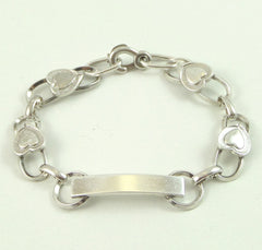 Vintage 925 Sterling Silver La Mode Designer Heart Bracelet (11.1G)