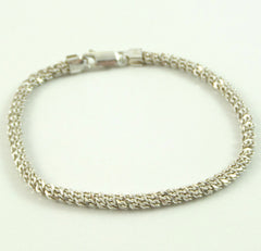 Vintage 925 Sterling Silver Sparkling Italy Rope Chain Bracelet (7.5G)